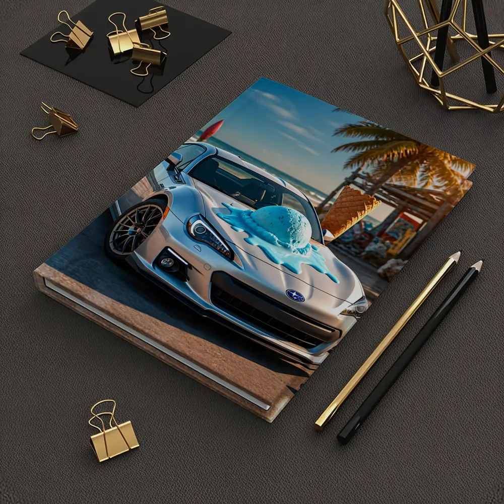 Subaru BRZ Silver Car Beach Ice Cream – Notebooks