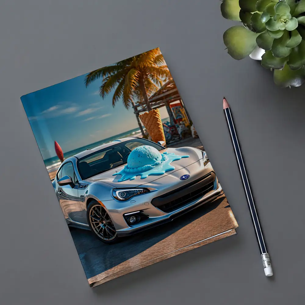 Subaru BRZ Silver Car Beach Ice Cream – Notebooks