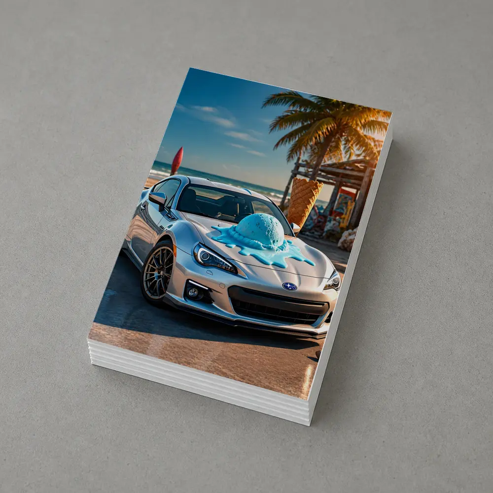 Subaru BRZ Silver Car Beach Ice Cream – Postcards