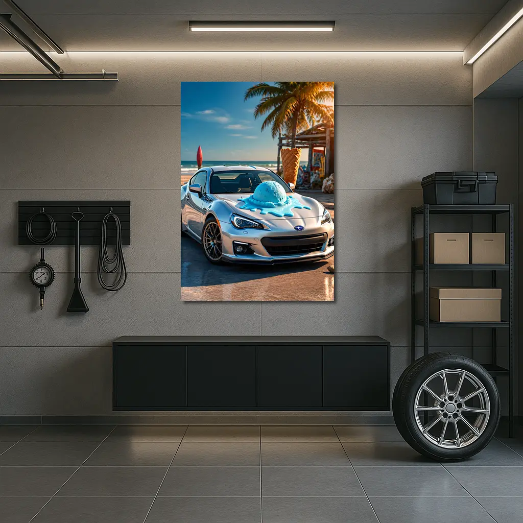 Subaru BRZ Silver Car Beach Ice Cream – Wall Art