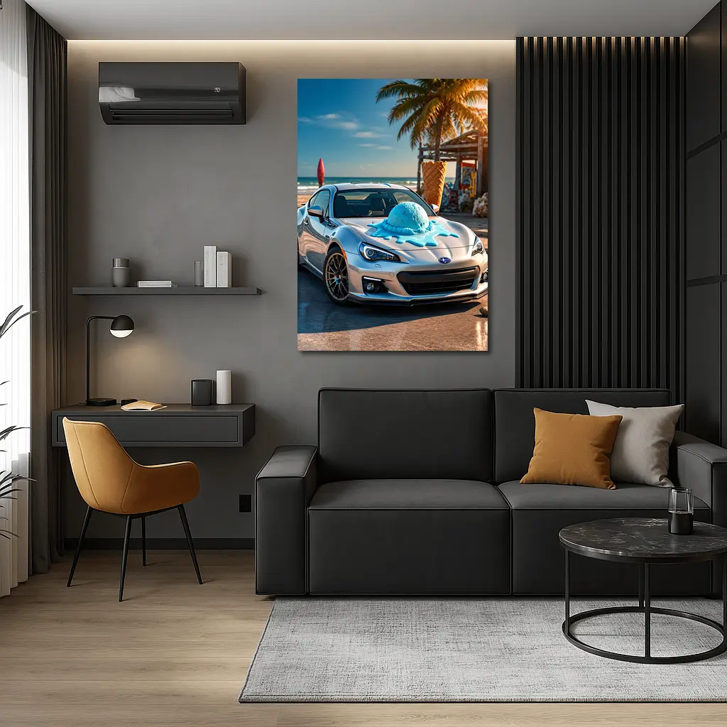 Subaru BRZ Silver Car Beach Ice Cream – Wall Art