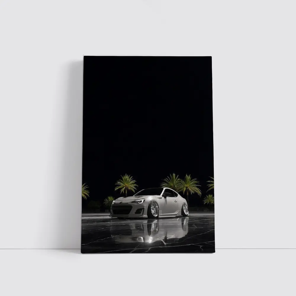 Subaru BRZ Slammed Night Palm Trees – Wall Art