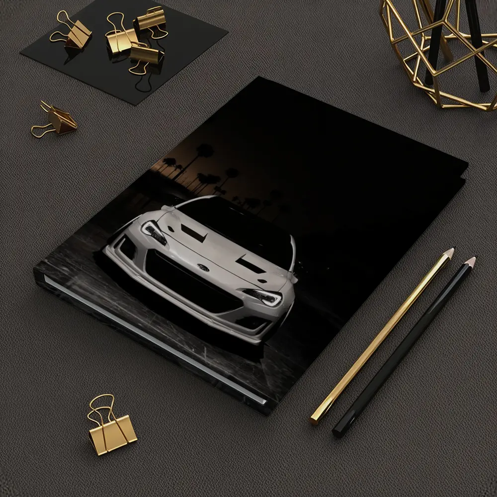 Subaru BRZ White Front Night Palm Trees – Notebooks