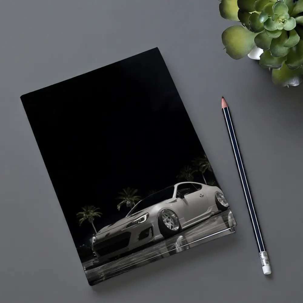 Subaru BRZ Slammed White Night Palm Trees – Notebooks