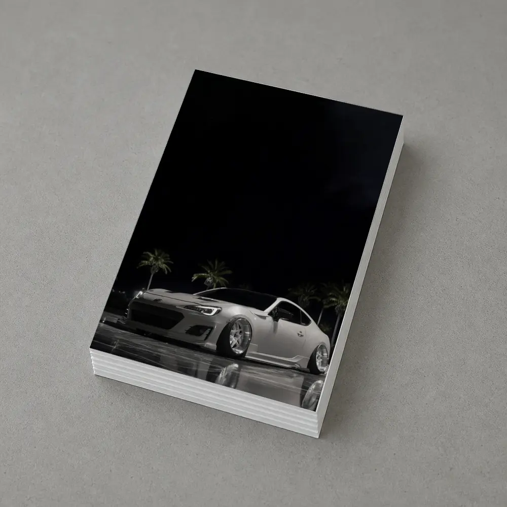 Subaru BRZ Slammed White Night Palm Trees – Postcards