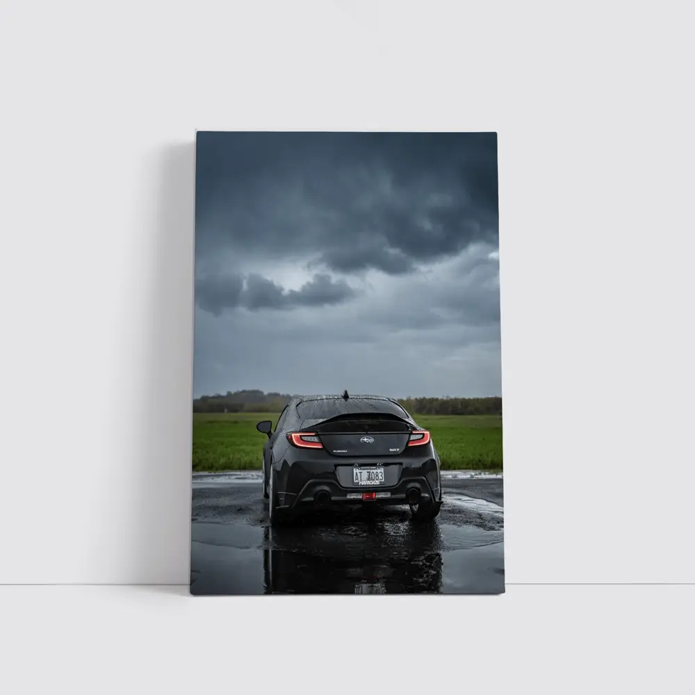 Subaru BRZ Black Wet Road Stormy Sky – Wall Art