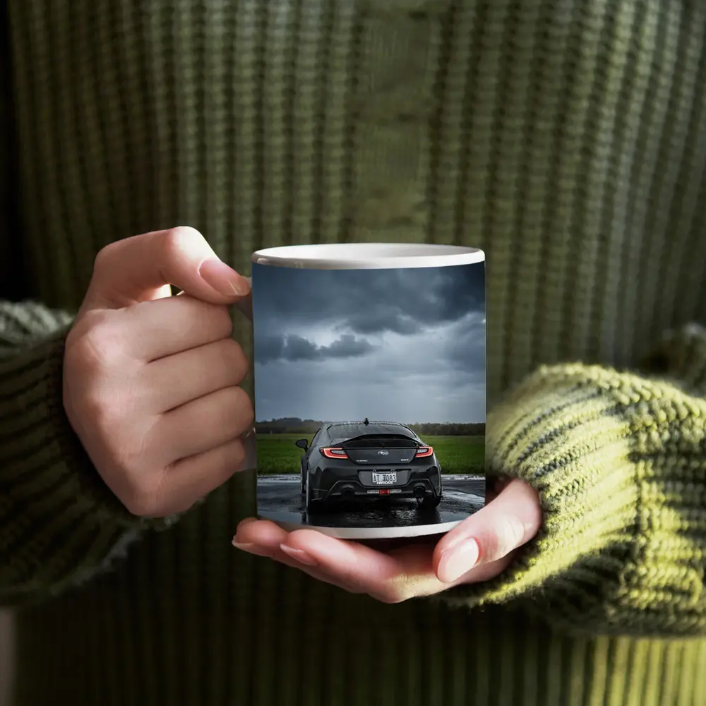 Subaru BRZ Black Wet Road Stormy Sky – Mugs