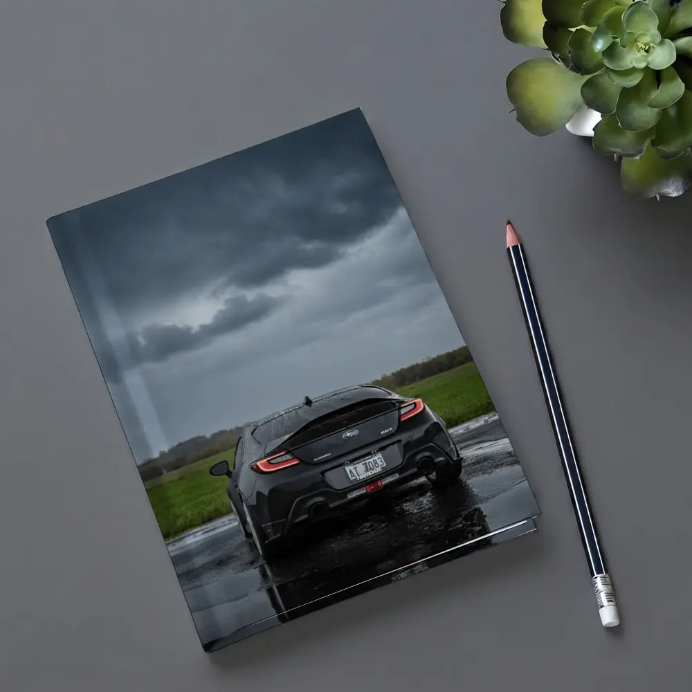 Subaru BRZ Black Wet Road Stormy Sky – Notebooks