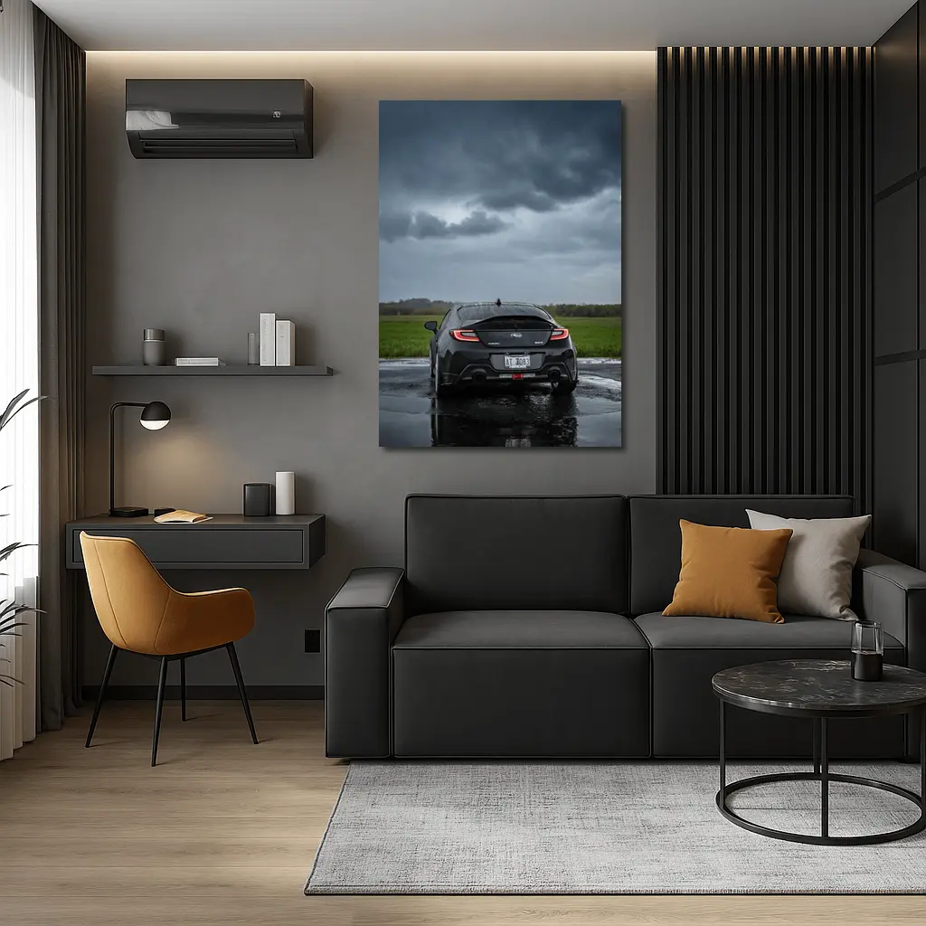 Subaru BRZ Black Wet Road Stormy Sky – Wall Art