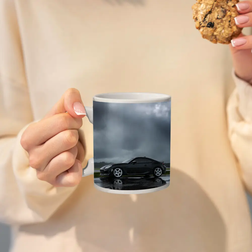 Subaru BRZ Black Wet Tarmac Stormy Sky – Mugs