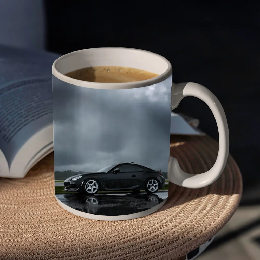 Subaru BRZ Black Wet Tarmac Stormy Sky – Mugs