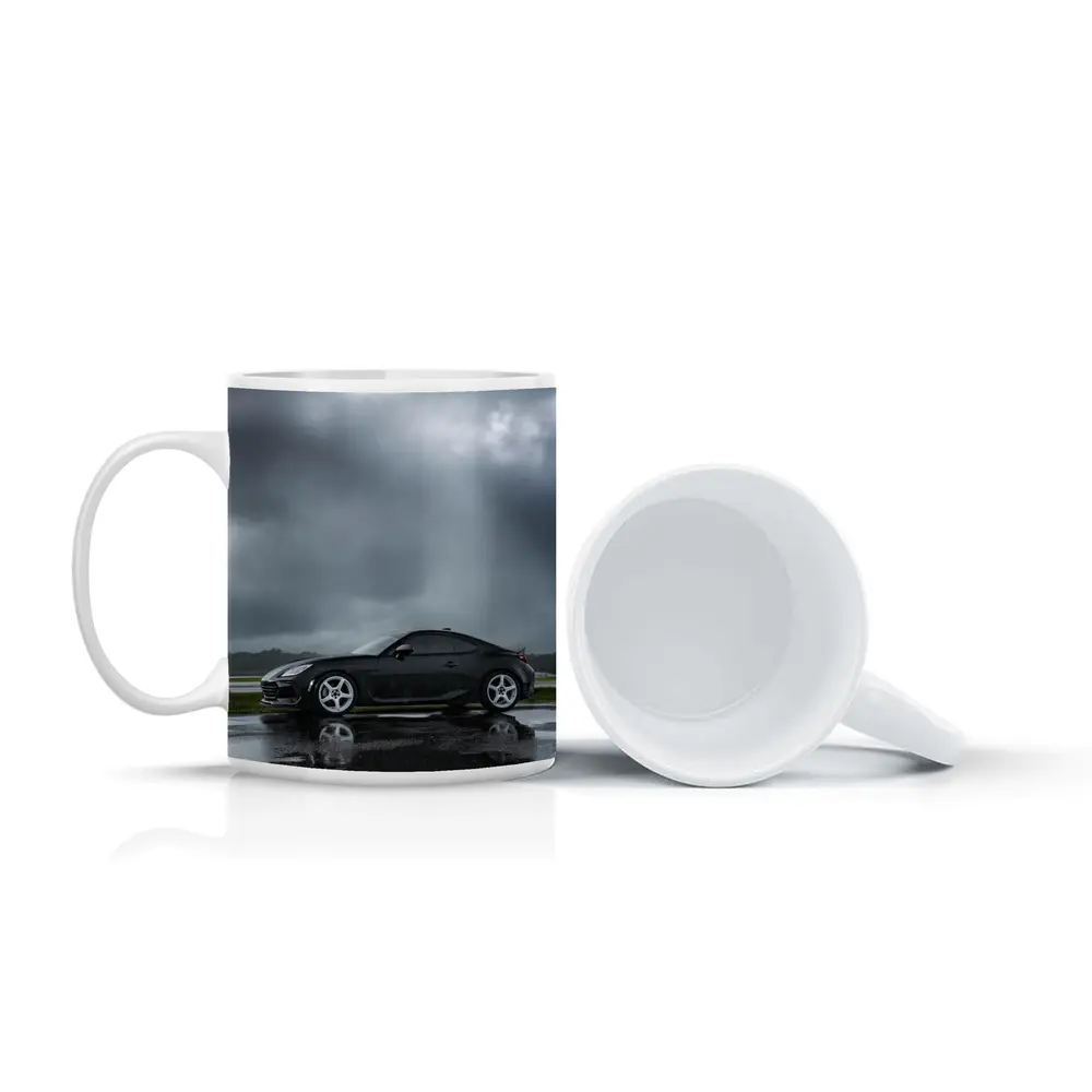 Subaru BRZ Black Wet Tarmac Stormy Sky – Mugs