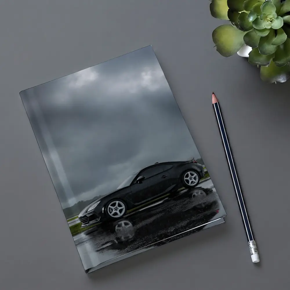 Subaru BRZ Black Wet Tarmac Stormy Sky – Notebooks