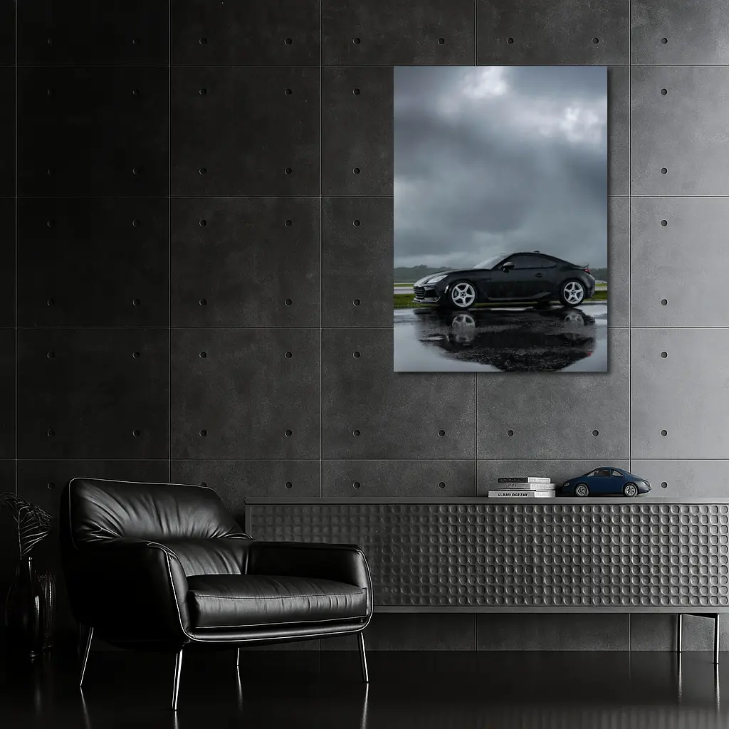 Subaru BRZ Black Wet Tarmac Stormy Sky – Wall Art