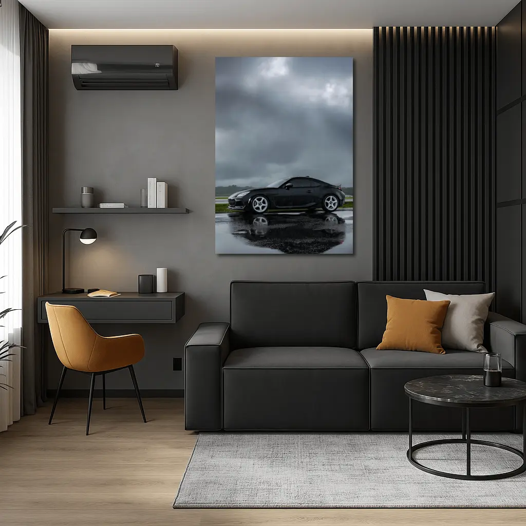 Subaru BRZ Black Wet Tarmac Stormy Sky – Wall Art