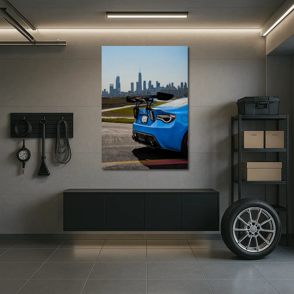 Subaru BRZ Blue City Skyline Track – Wall Art