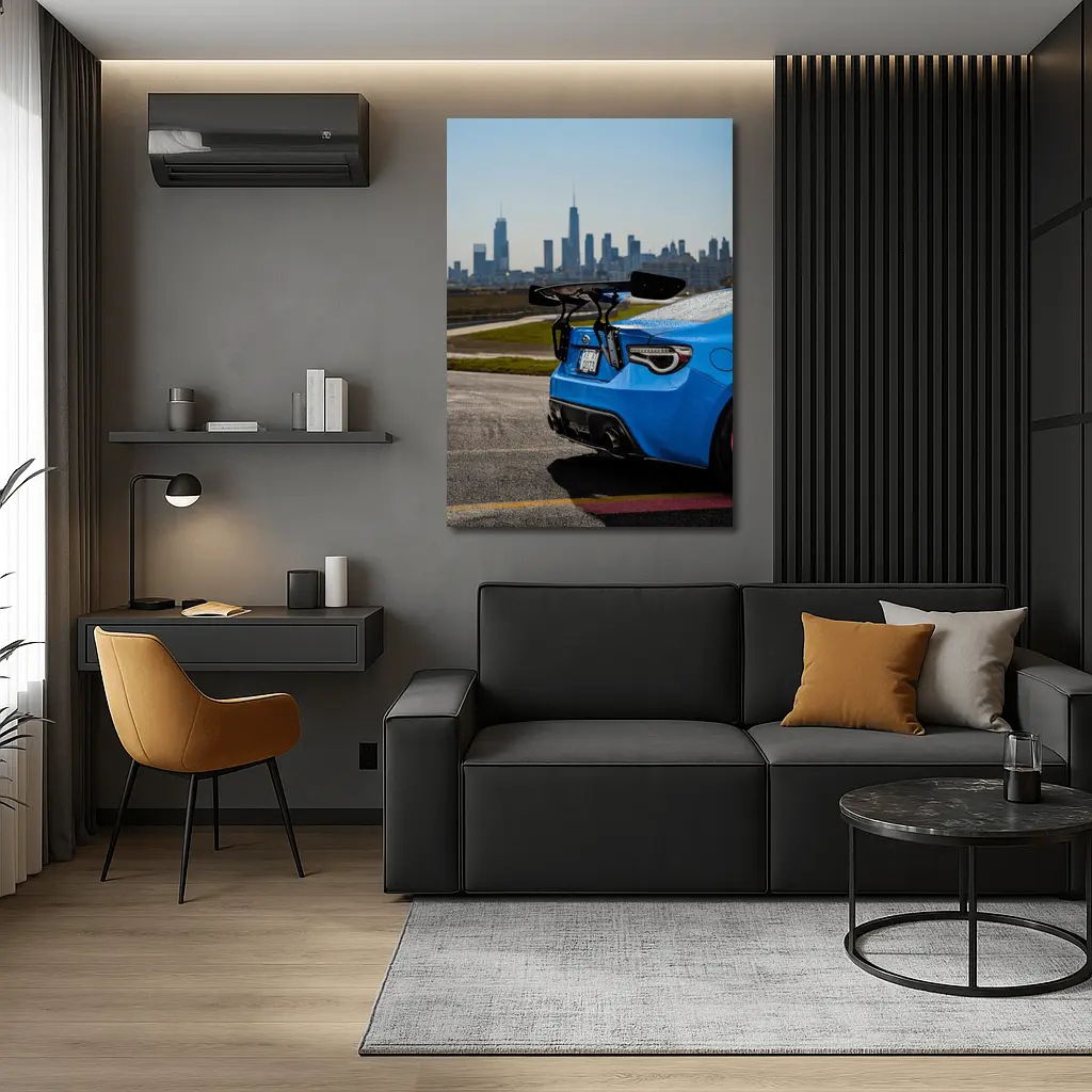 Subaru BRZ Blue City Skyline Track – Wall Art