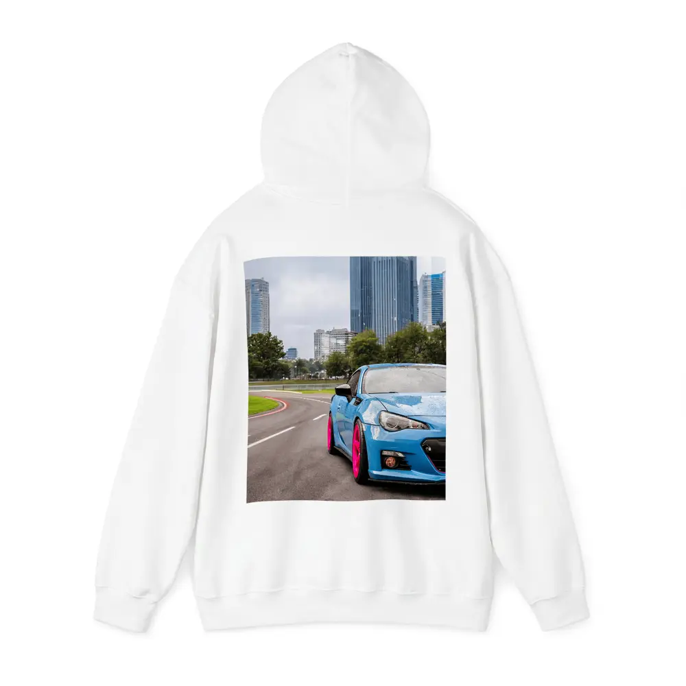 Subaru BRZ Blue Pink Wheels City Street – Hoodies
