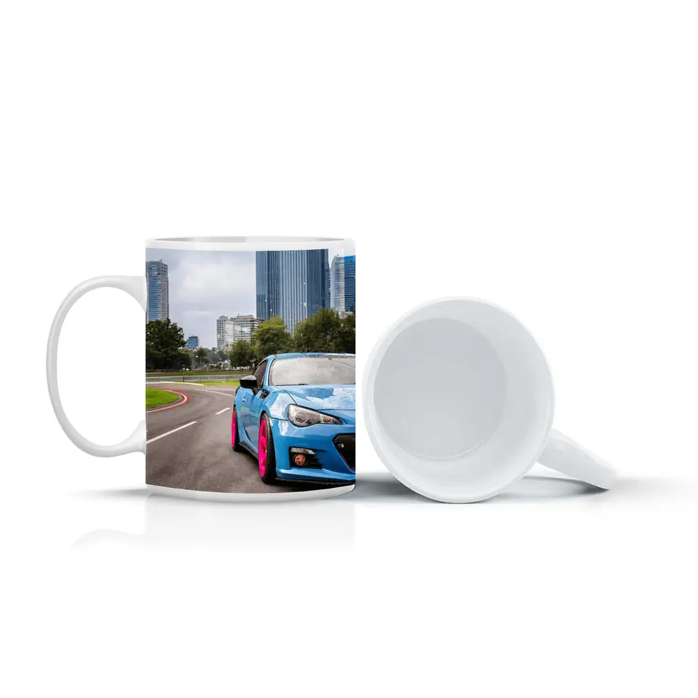 Subaru BRZ Blue Pink Wheels City Street – Mugs