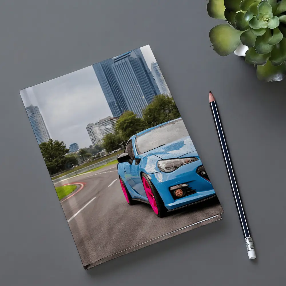 Subaru BRZ Blue Pink Wheels City Street – Notebooks