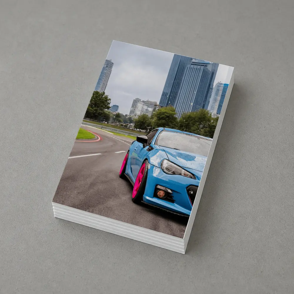 Subaru BRZ Blue Pink Wheels City Street – Postcards