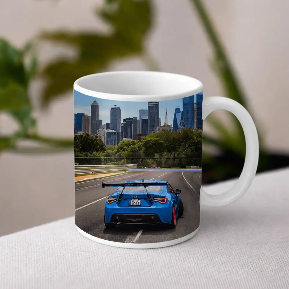 Blue Subaru BRZ on City Track – Mugs