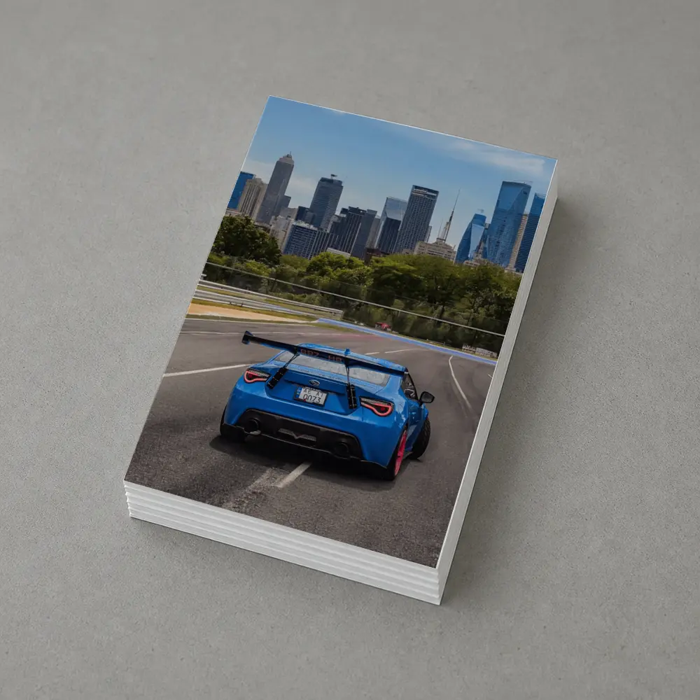Blue Subaru BRZ on City Track – Postcards
