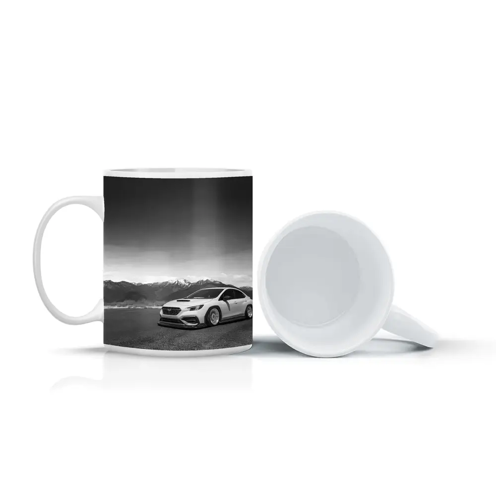 Subaru WRX Slammed Black White Mountains – Mugs