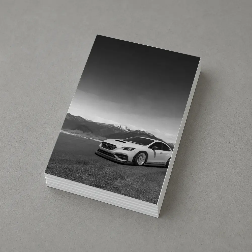 Subaru WRX Slammed Black White Mountains – Postcards