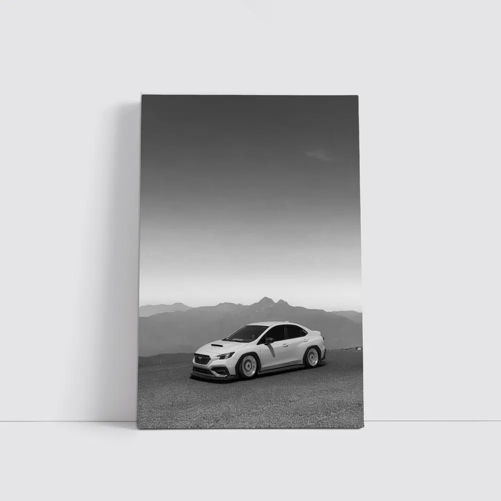 Subaru WRX Black White Mountain Backdrop – Wall Art