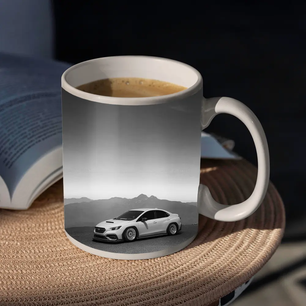 Subaru WRX Black White Mountain Backdrop – Mugs
