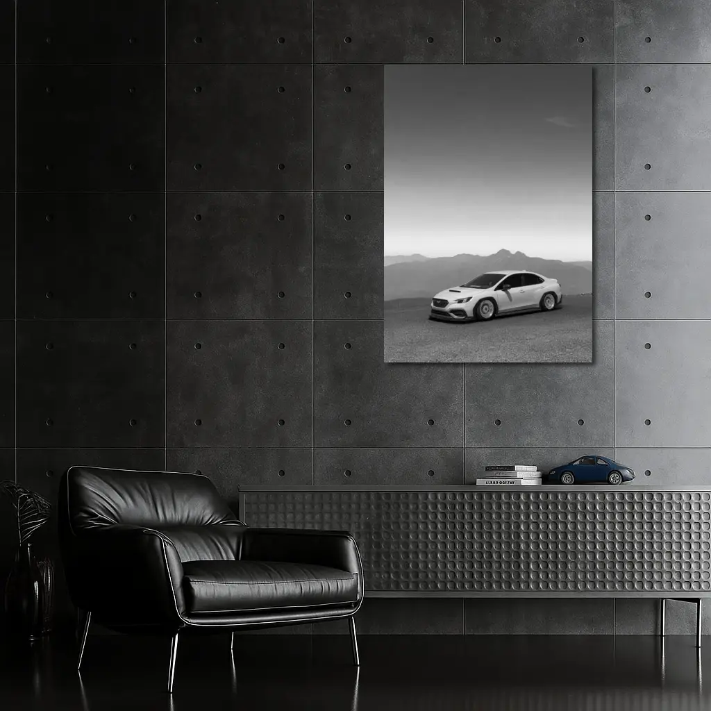 Subaru WRX Black White Mountain Backdrop – Wall Art