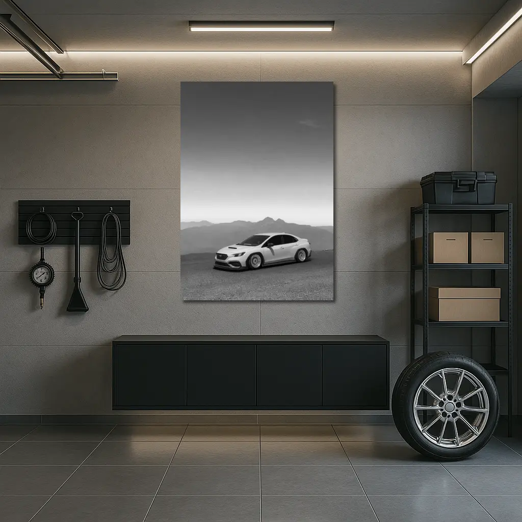 Subaru WRX Black White Mountain Backdrop – Wall Art