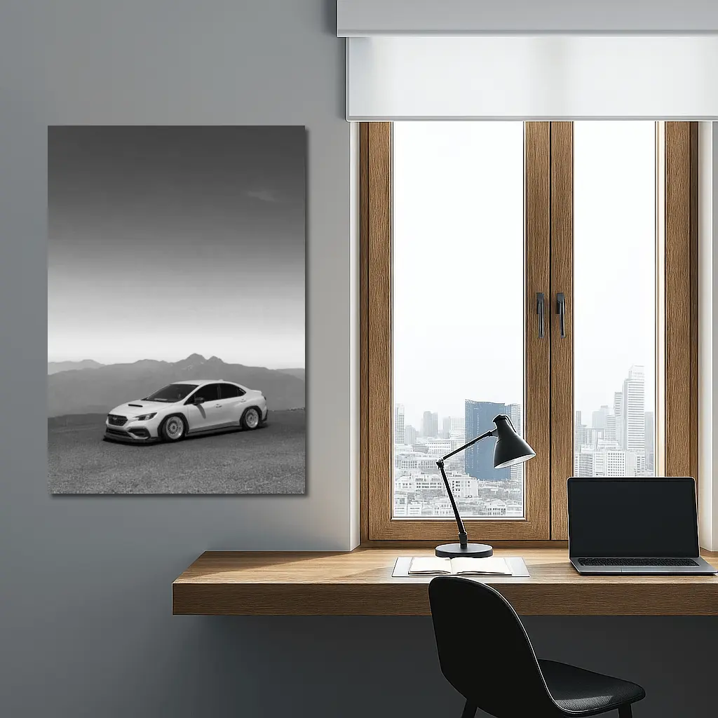 Subaru WRX Black White Mountain Backdrop – Wall Art