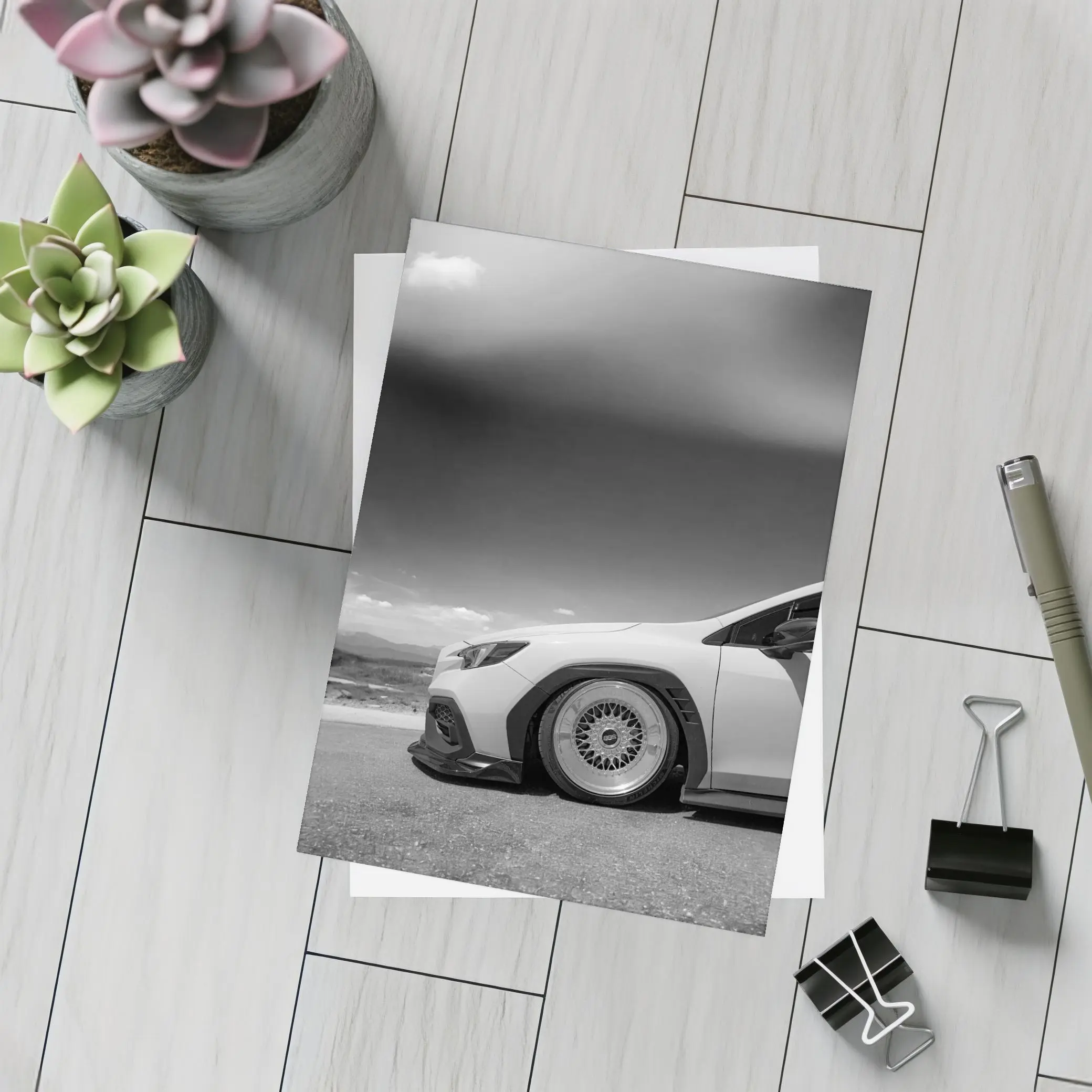 Subaru BRZ Stance Black White Sky – Postcards