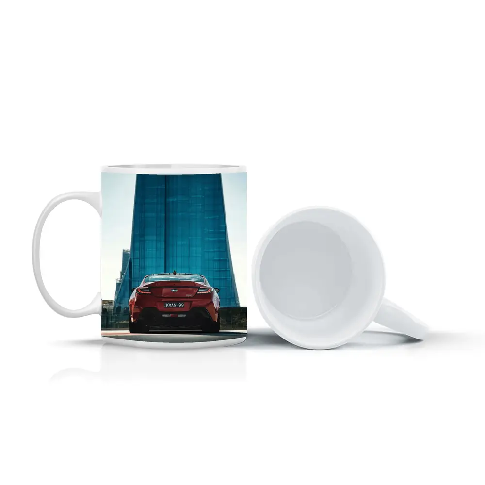Subaru BRZ Red Rear Glass Building – Mugs