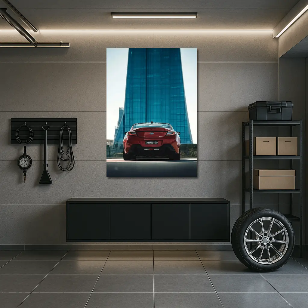 Subaru BRZ Red Rear Glass Building – Wall Art