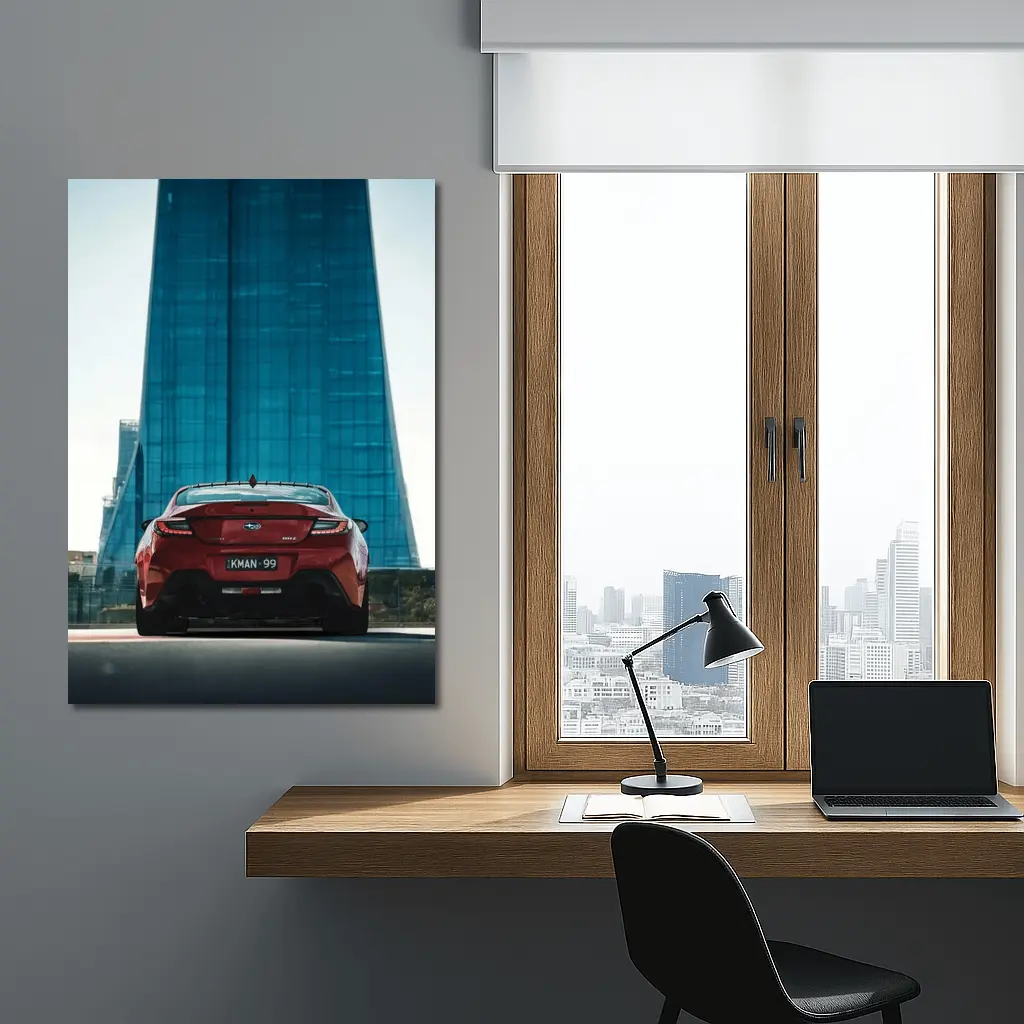 Subaru BRZ Red Rear Glass Building – Wall Art