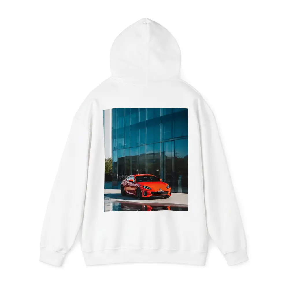 Subaru BRZ Red Sports Car Glass Building – Hoodies