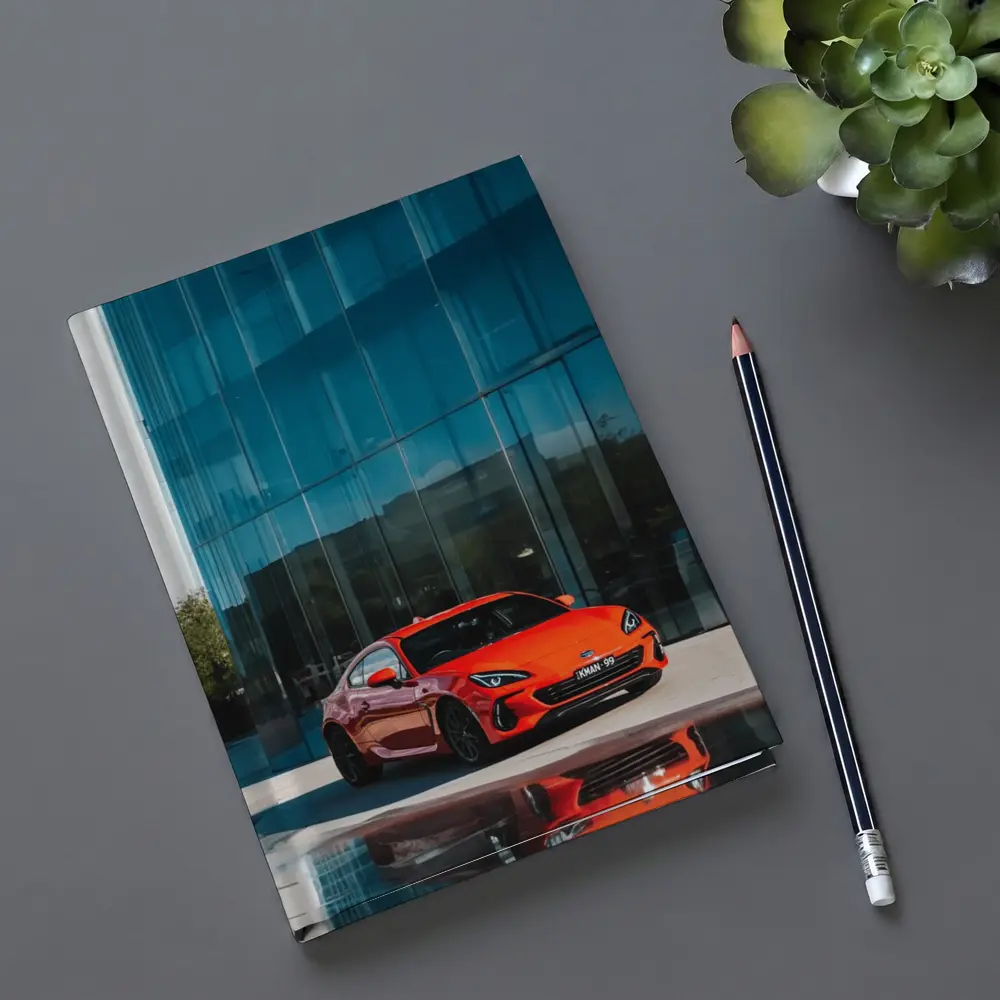 Subaru BRZ Red Sports Car Glass Building – Notebooks