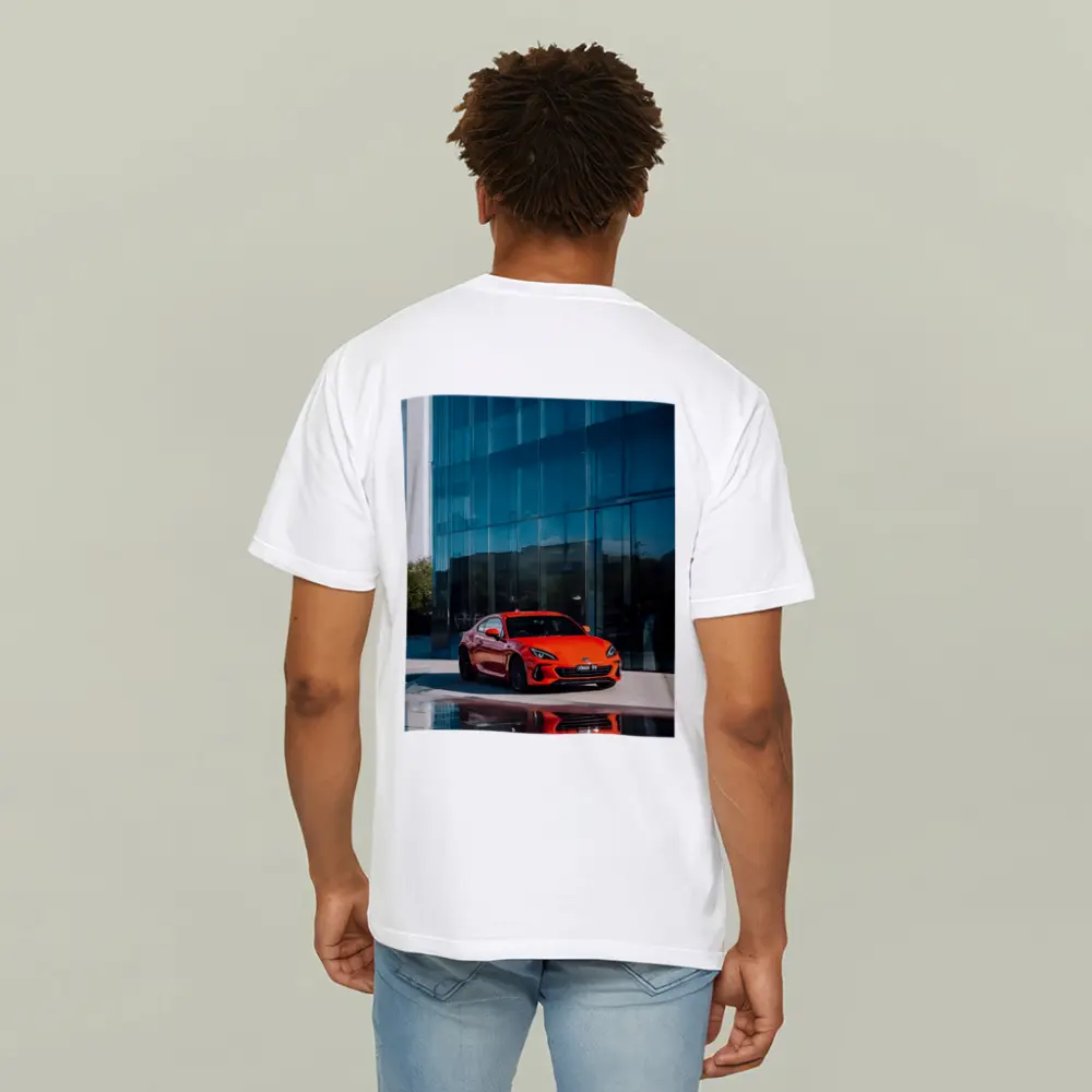 Subaru BRZ Red Sports Car Glass Building – T-Shirts