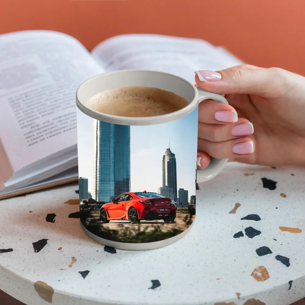 Subaru BRZ Red Sports Car City Skyline – Mugs