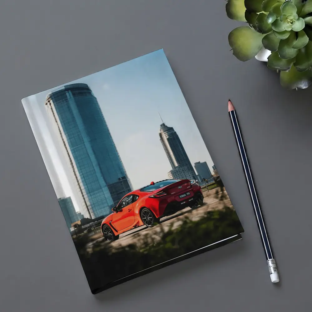 Subaru BRZ Red Sports Car City Skyline – Notebooks