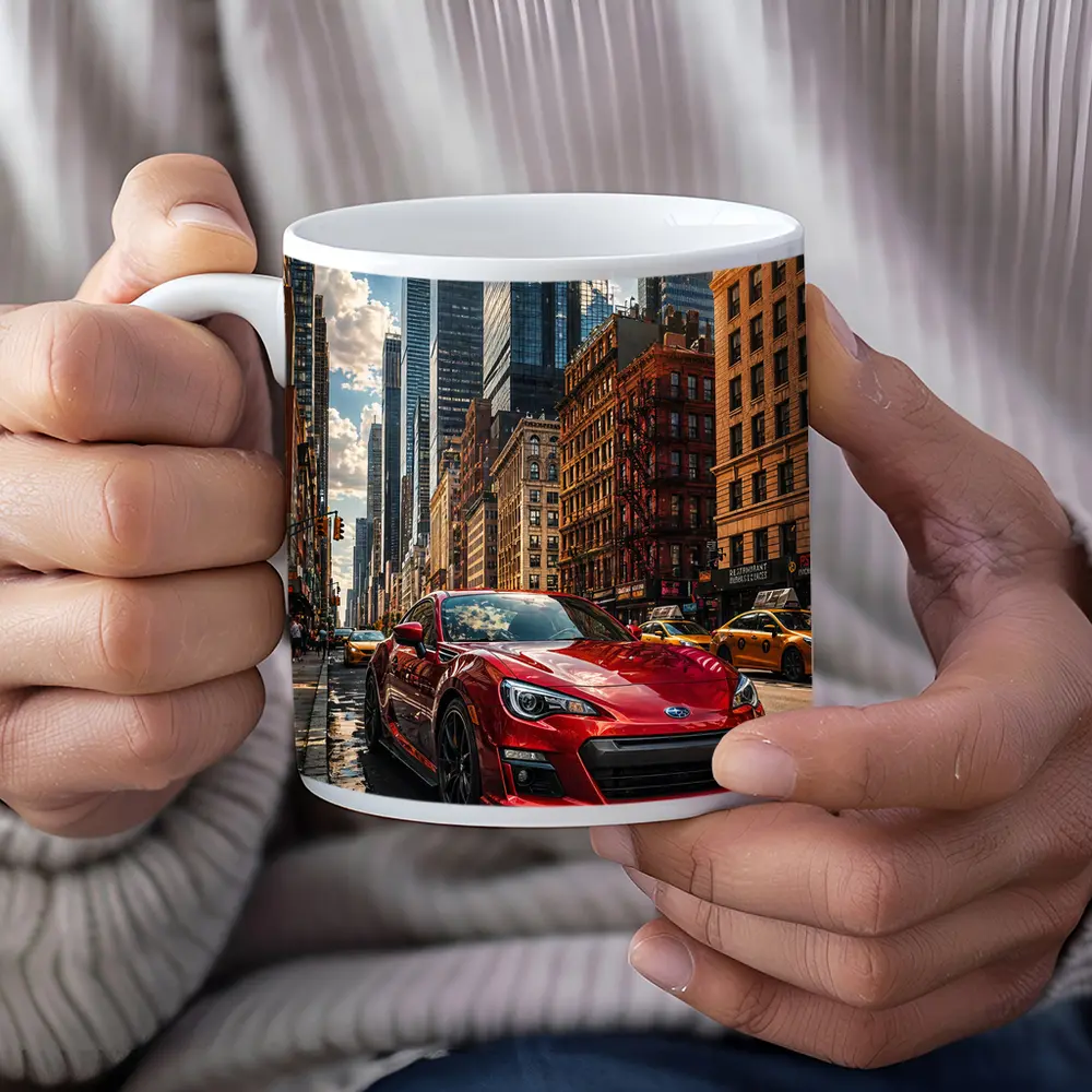 Subaru BRZ Red Sports Car New York City – Mugs