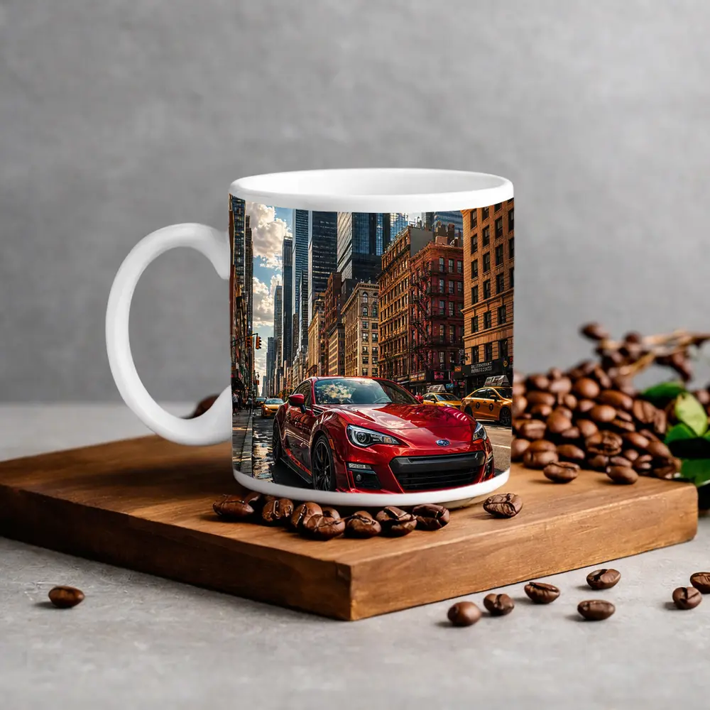 Subaru BRZ Red Sports Car New York City – Mugs