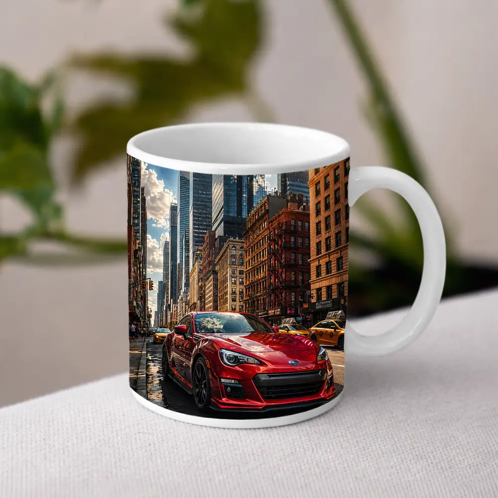 Subaru BRZ Red Sports Car New York City – Mugs