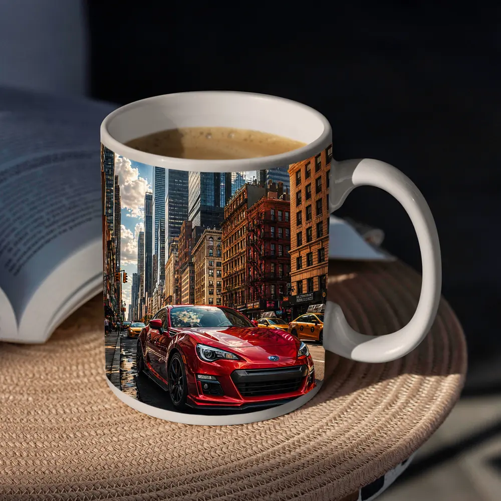 Subaru BRZ Red Sports Car New York City – Mugs