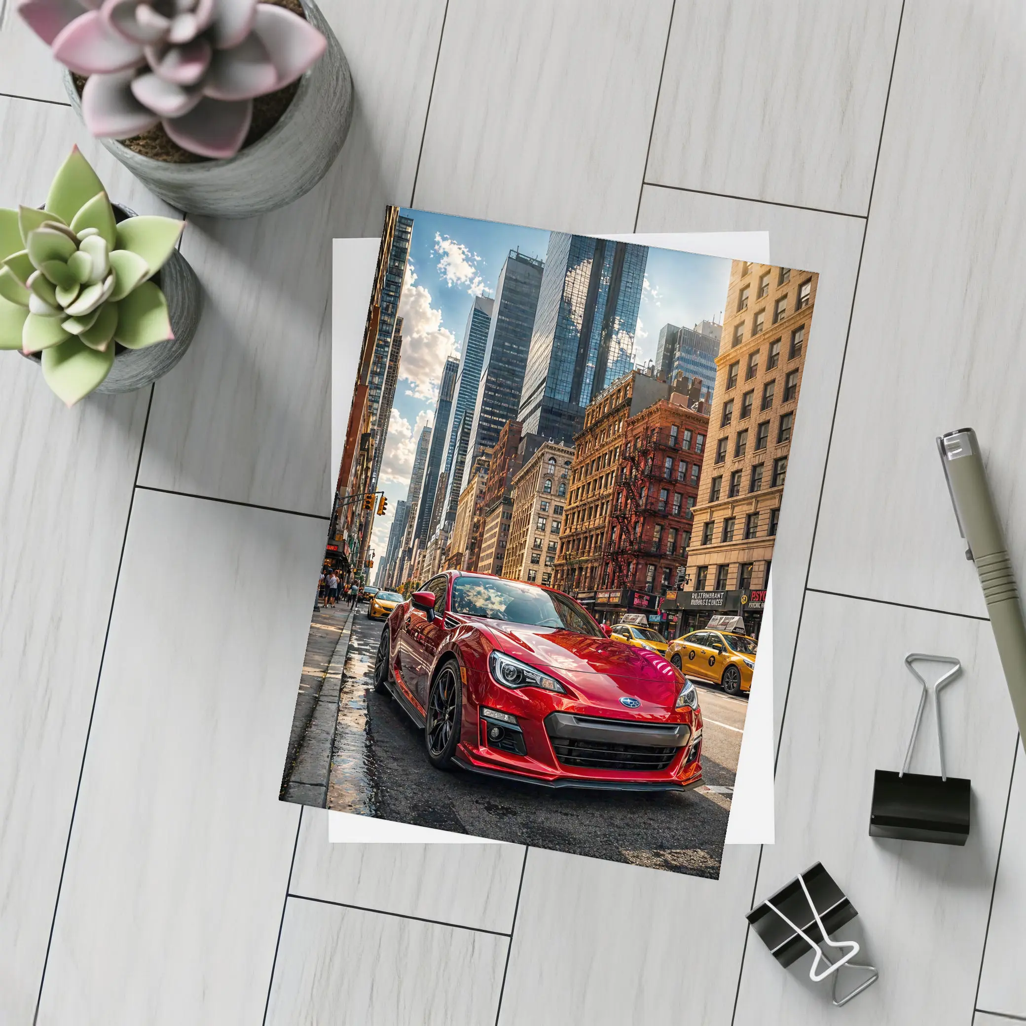 Subaru BRZ Red Sports Car New York City – Postcards