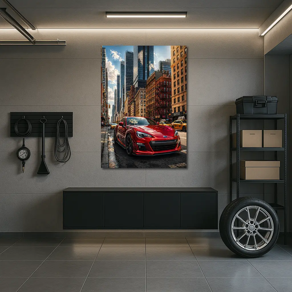 Subaru BRZ Red Sports Car New York City – Wall Art