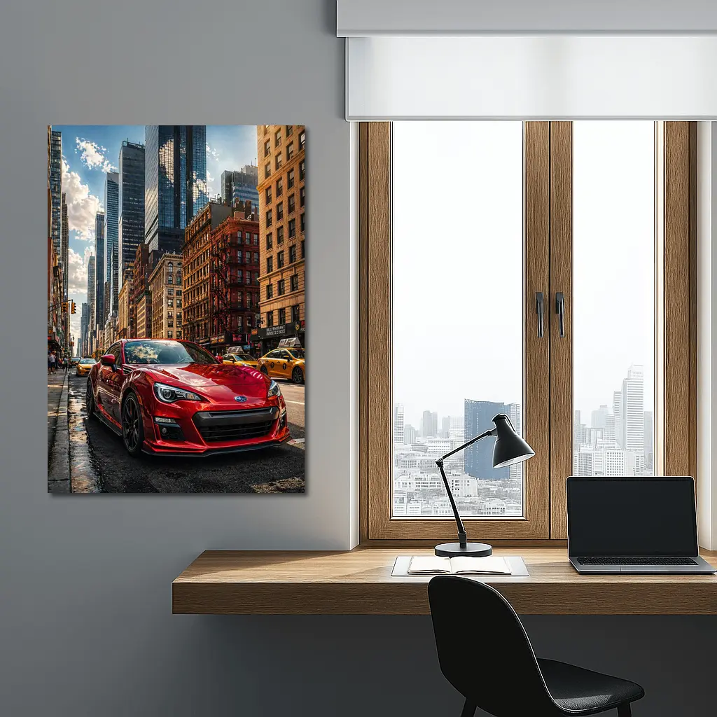 Subaru BRZ Red Sports Car New York City – Wall Art